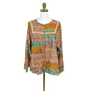 Woman’s Easel lightweight floral boho long sleeve blouse size L